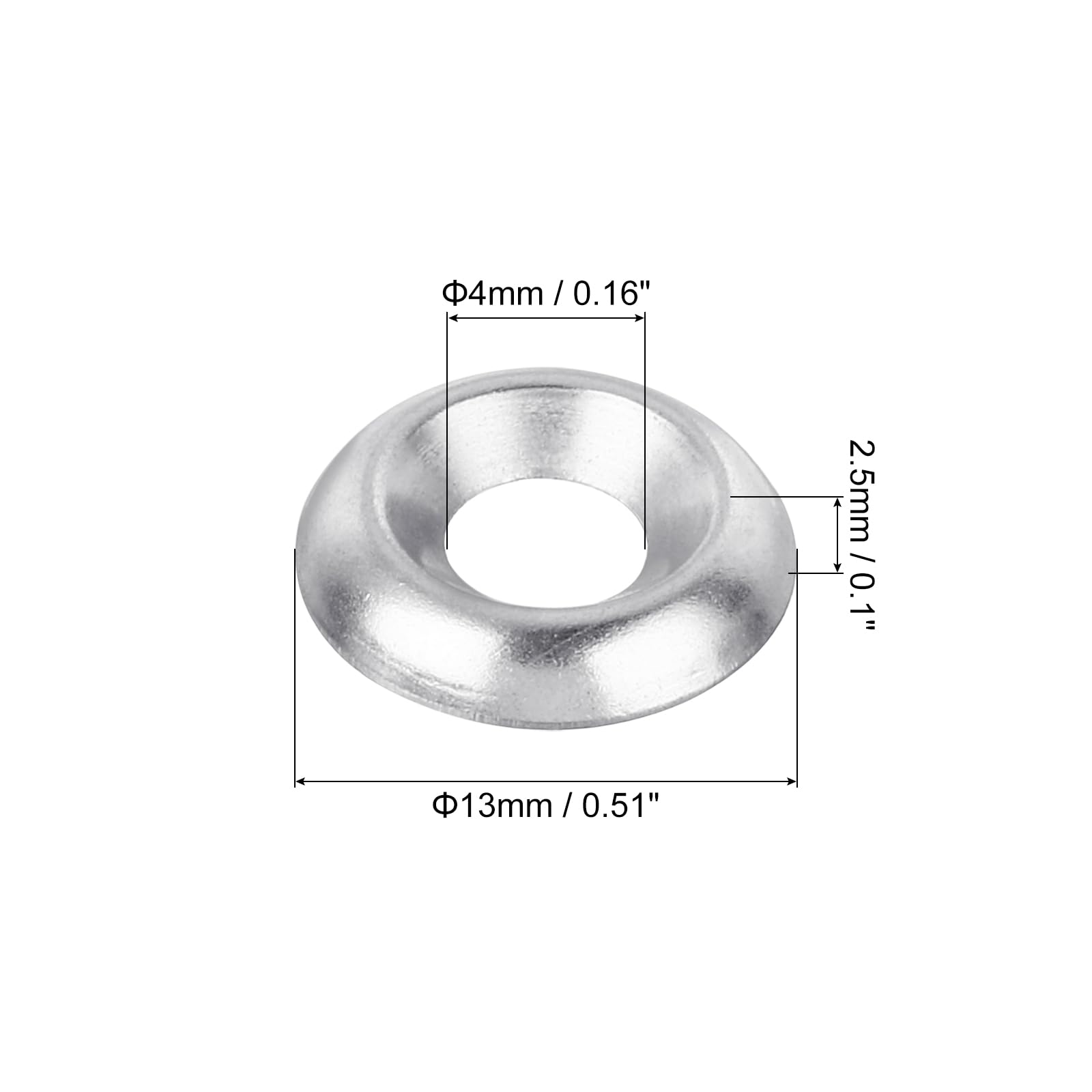 uxcell #8 304 Stainless Steel Cup Washer Countersunk, 300pcs Countersunk Finish Washers for Screw Bolt