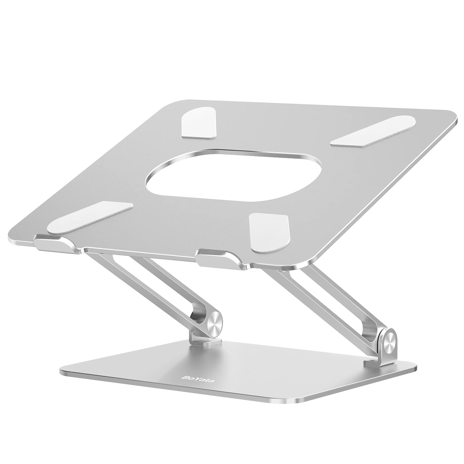 Laptop Stand, BoYata Laptop Holder, Multi-Angle Stand with Heat-Vent to Elevate Laptop, Adjustable Notebook Stand for Laptop up to 17", Compatible for MacBook Pro/Air, Surface Laptop and so on-Silver