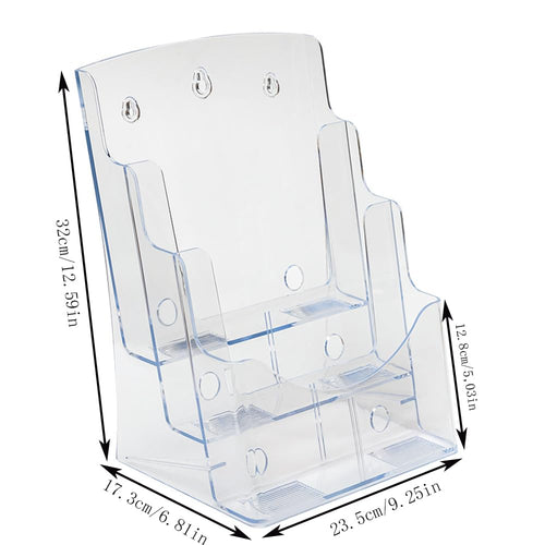 1PCS 3 Tier 8.5 X 11 Inches Clear Acrylic Holder Pamphlet Mount Flyer Display Stand Wall Mount/Countertop for Literature Organizer Documents Brochure Stand Sign Pamphlets Booklets and Menu