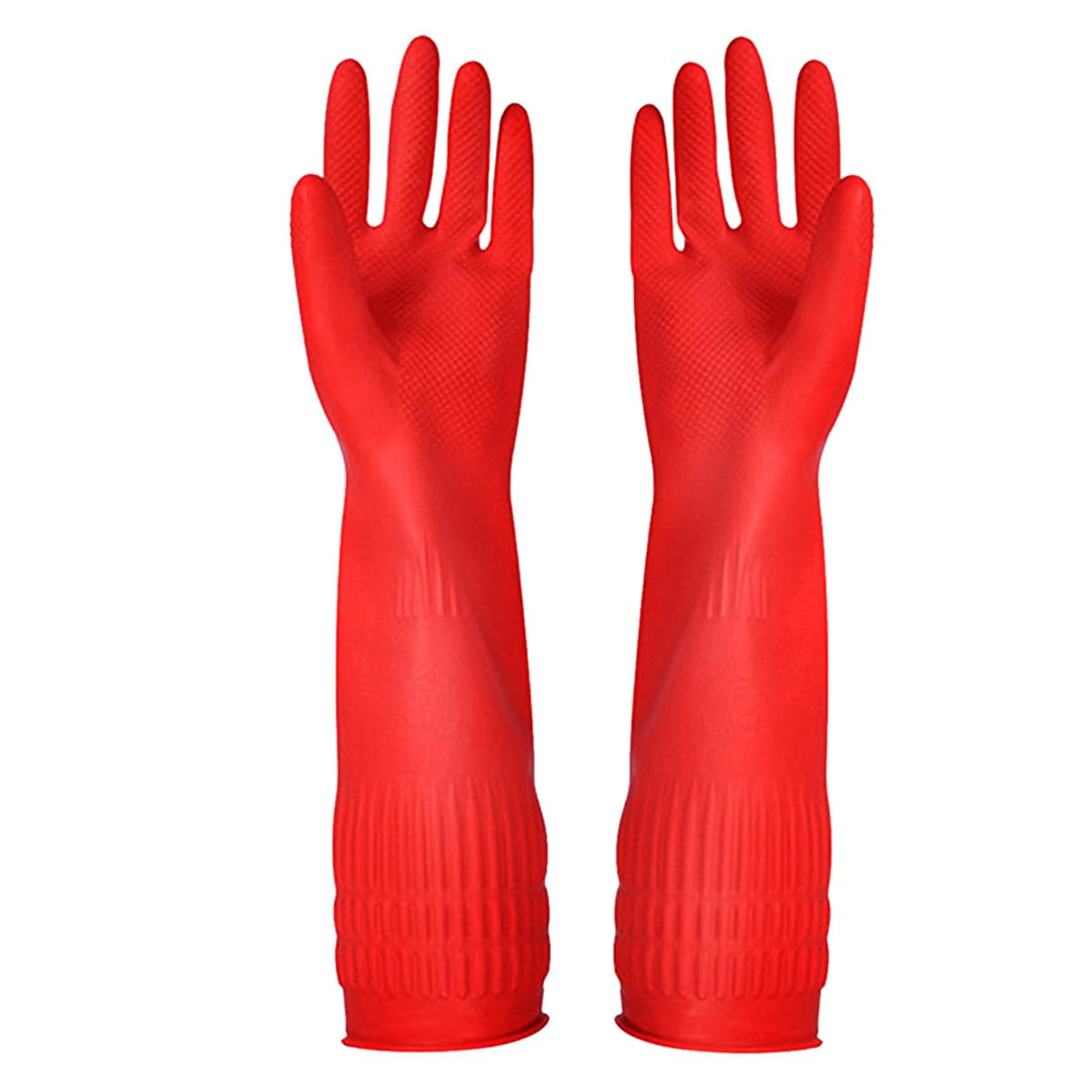Rubber Cleaning Gloves Kitchen Dishwashing Glove 3-Pairs,Waterproof Reuseable.(Large)