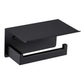 LANC Matte Black Toilet Paper Holder with Shelf Toilet Tissue Roll Holder with Phone Shelf for Bathroom Wall Mounted or Self-Adhesive Toilet Paper Roll Holder Stainless Steel, A8367MB
