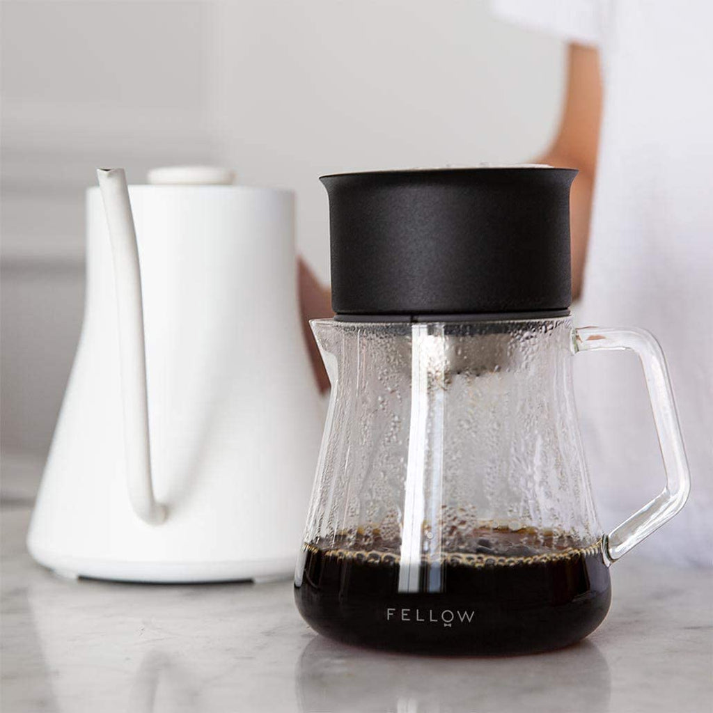 Fellow Mighty Small Glass Serving Carafe for Coffee, Clear 5mm Borosilicate Glass, 10 oz/300mL Capacity, No-Drip Spout, Sturdy Handl