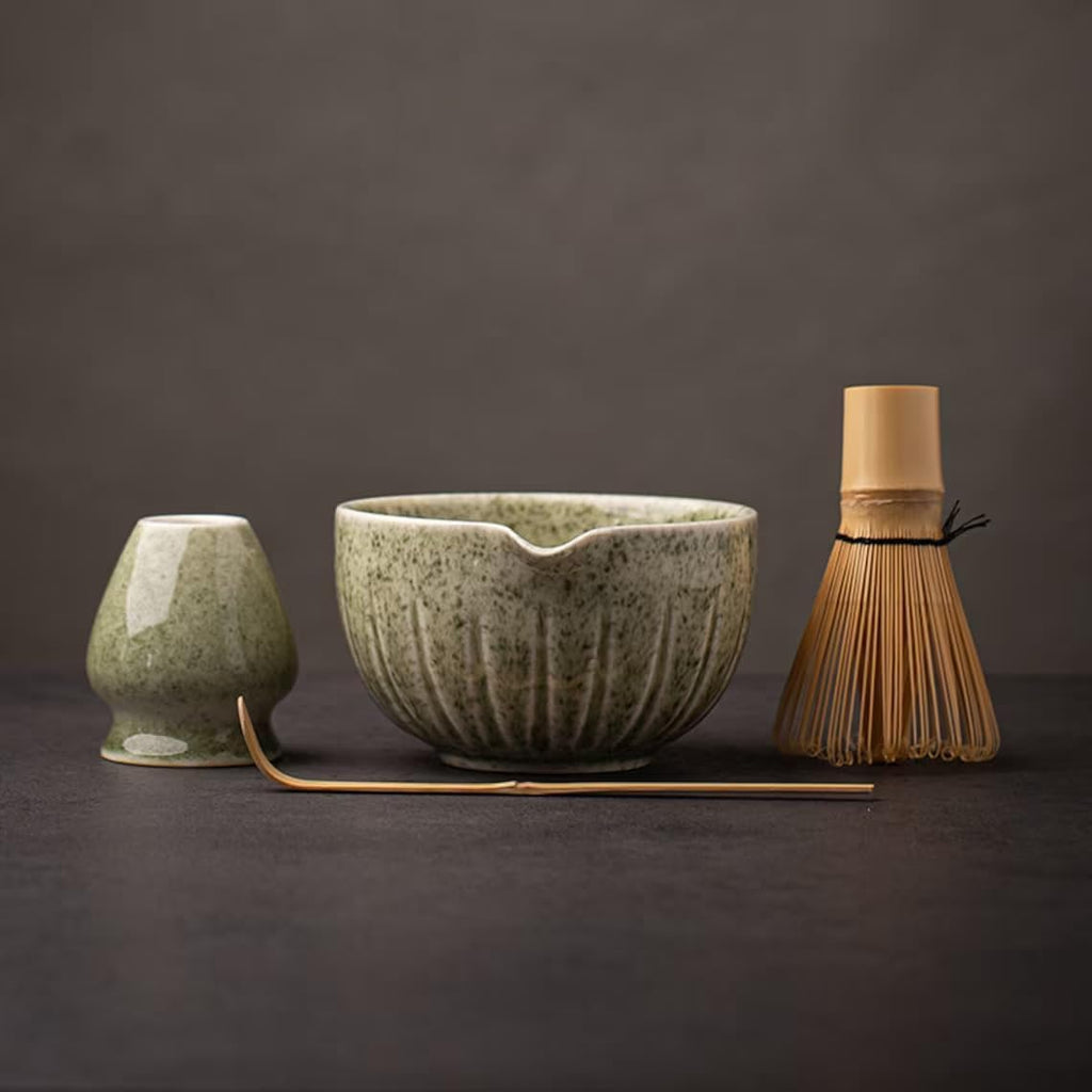 TANG PIN Matcha Set - Match Bowl and Whisk, 15 OZ, Matcha Scoop | Matcha Whisk Stand (Chasen Holder) - 4pc Perfect Matcha Kit for Matcha Tea Ceremony