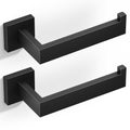 HITSLAM Toilet Paper Roll Holder Wall Mounted Matte Black Toilet Paper Holder for Bathroom Tissue SUS 304 Stainless Steel Rustproof Waterproof Rotateproof Square Style 2 Pack