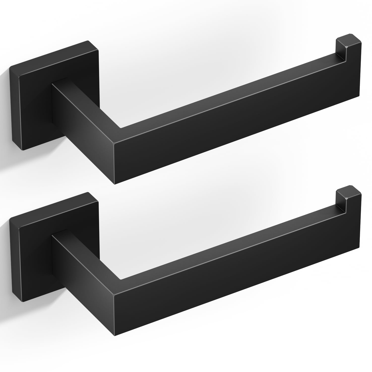 HITSLAM Toilet Paper Roll Holder Wall Mounted Matte Black Toilet Paper Holder for Bathroom Tissue SUS 304 Stainless Steel Rustproof Waterproof Rotateproof Square Style 2 Pack