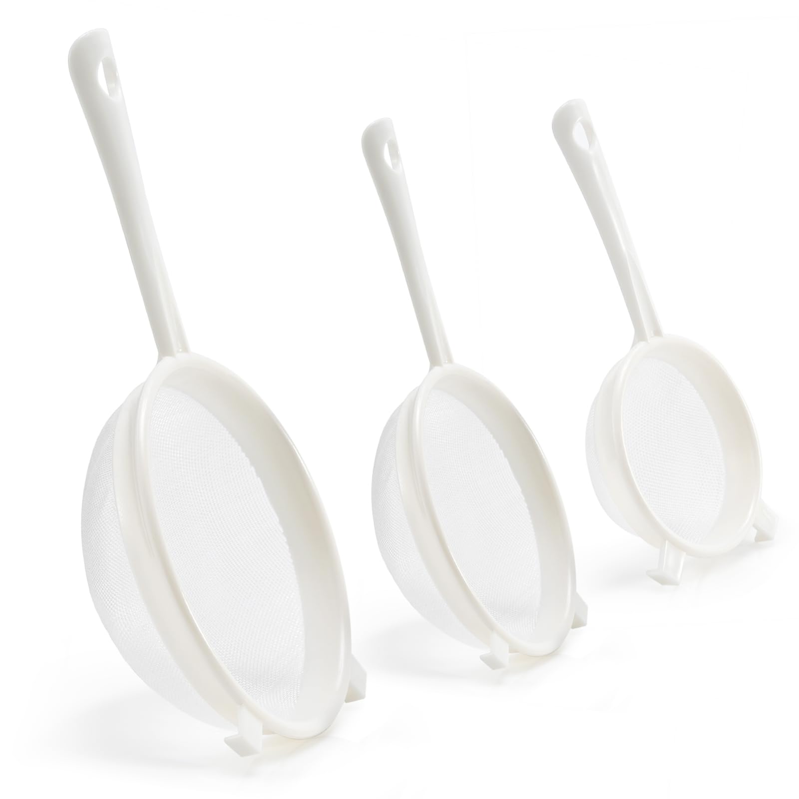 Kefir Strainer Set, 3-Size Plastic Non-Metal Sieve with Fine Mesh for Kefir Grains, Milk Kefir, Water Kefir & Kombucha & Quinoa - Durable, Food Grade & Easy Clean