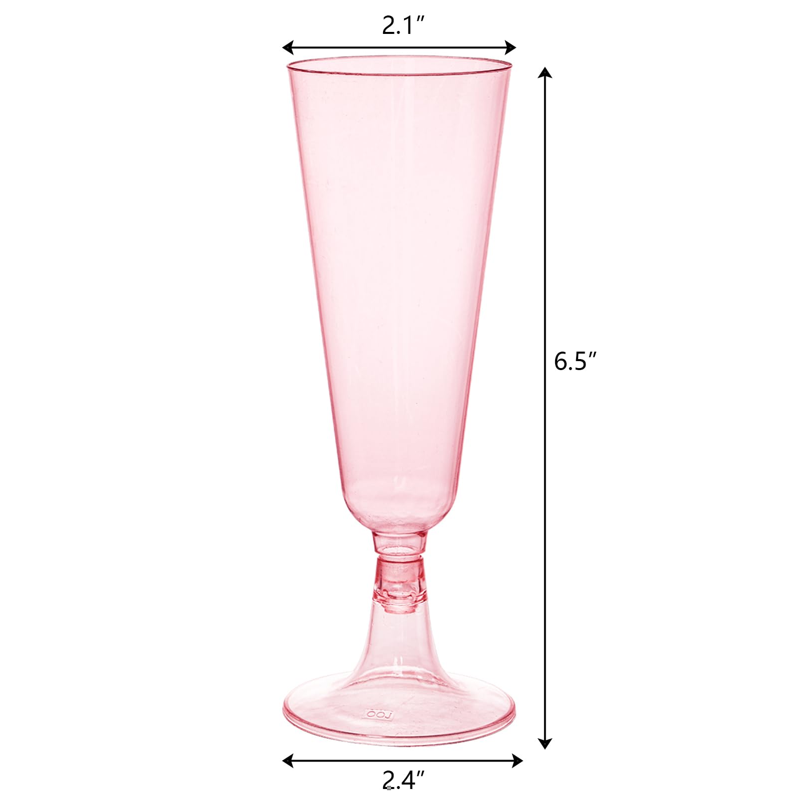 Hedume 70 Pack Pink Champagne Flutes, 5oz Disposable Plastic Wine Glasses, 2-Piece Disposable Champagne Glasses for Celebration, Wedding, Party, Valentine's Day, Mother's Day