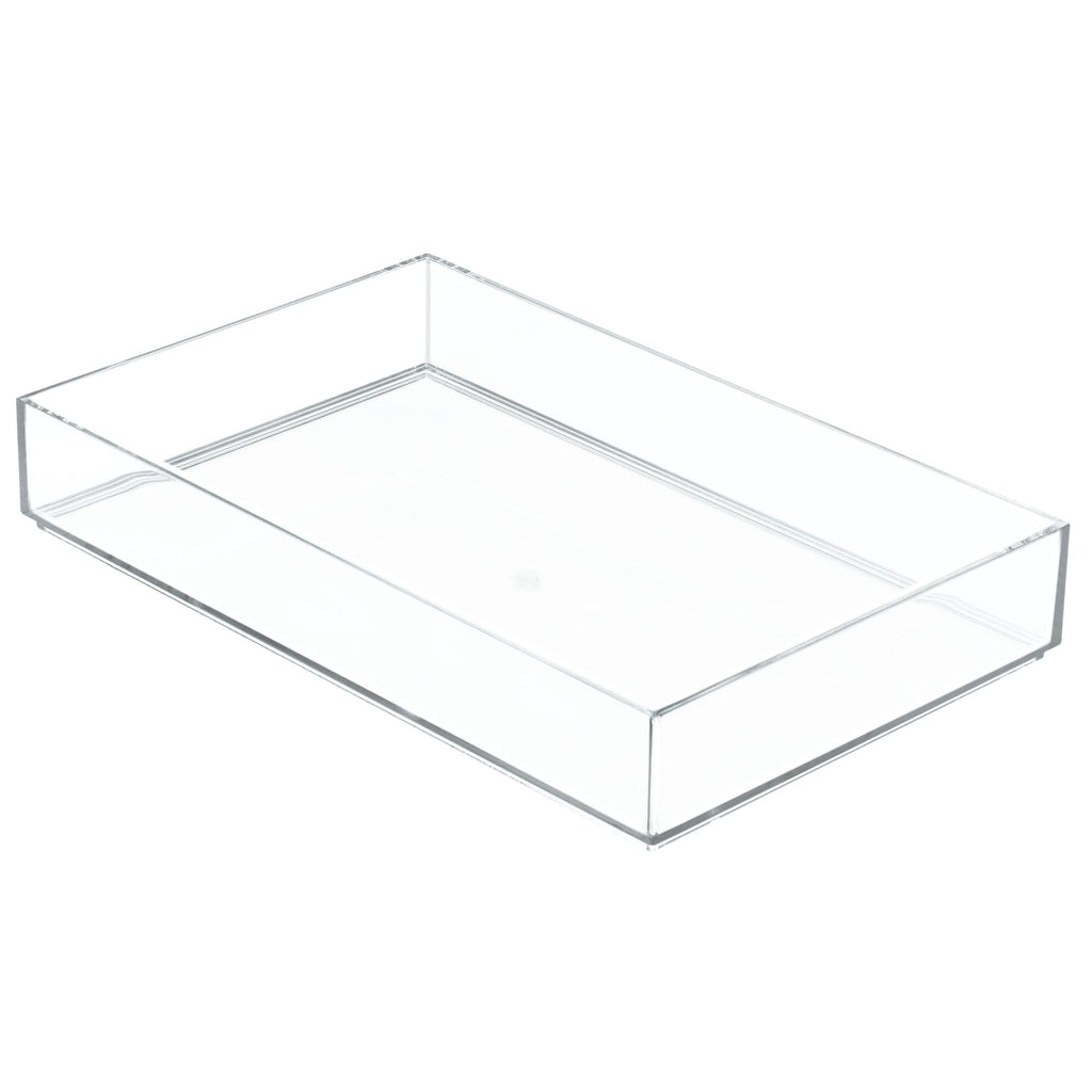 iDesign Clarity Plastic Drawer Organizer, Storage Container for Vanity, Bathroom, Kitchen Drawers, 8" x 12" x 2", Clear