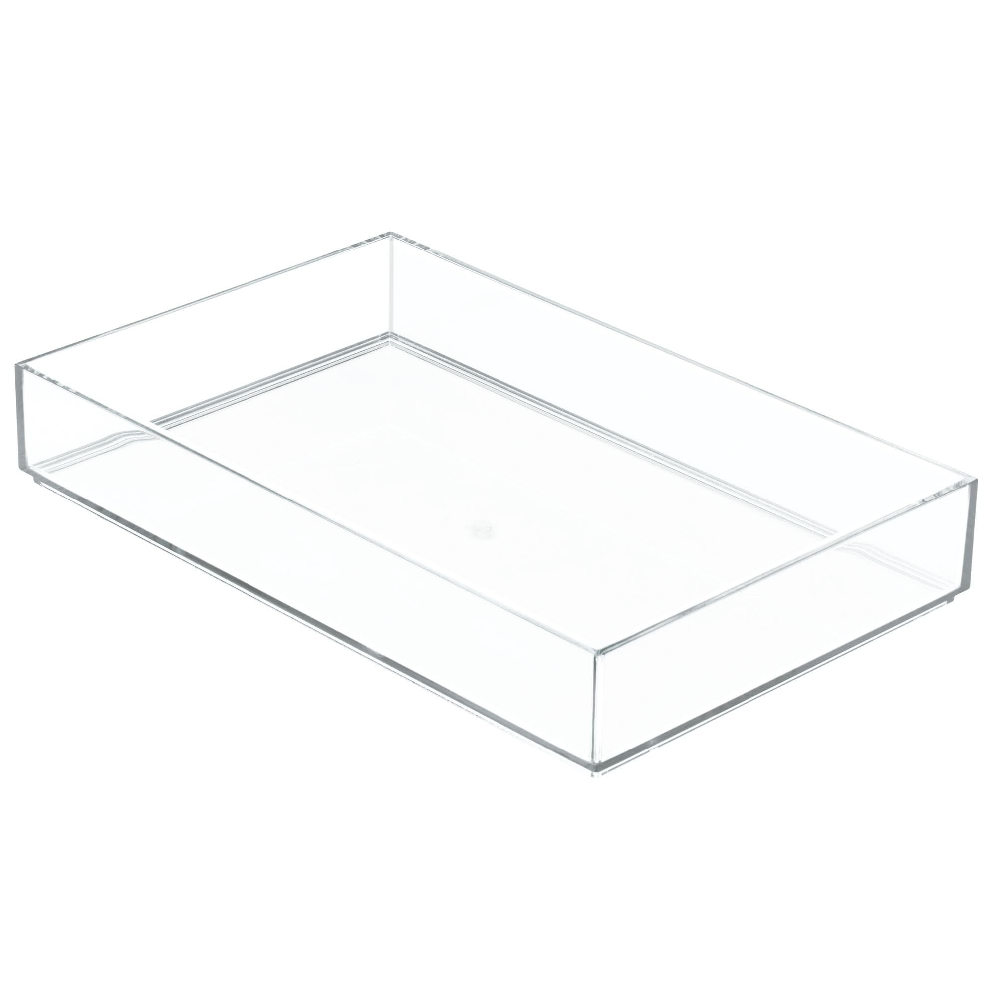 iDesign Clarity Plastic Drawer Organizer, Storage Container for Vanity, Bathroom, Kitchen Drawers, 8" x 12" x 2", Clear