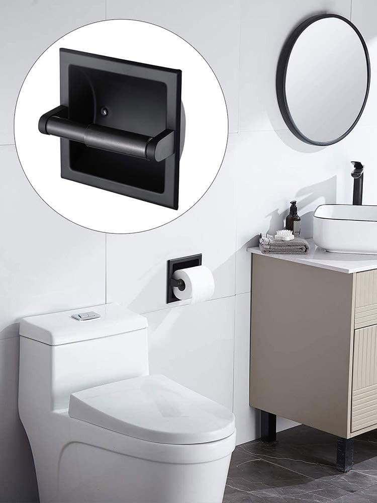 Recessed Toilet Paper Holder,Wall Toilet Paper Holder, Brushed Nickel Recessed Toilet Tissue Holder Includes Rear Mounting Bracket