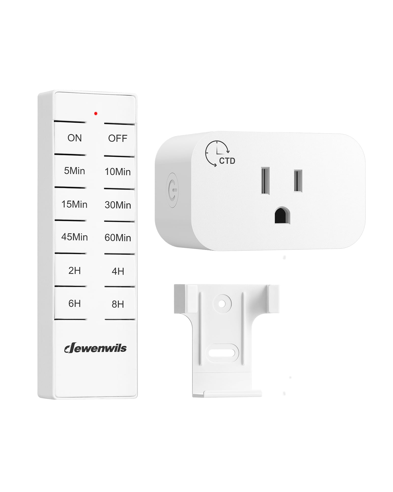 DEWENWILS Wireless Remote Control Outlet with Timer, Indoor Remote Timer Outlet, No Interference No Wiring, 15A/1875W 100FT RF Range, Countdown Light Switch for Lamp, Fan, Christmas Decor
