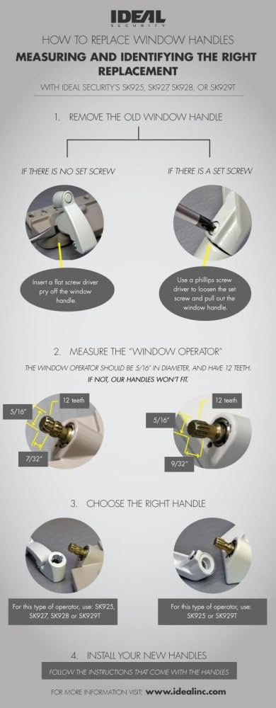 Ideal Security Folding Window Crank Handle, 11/32” Spline, White, 2-Pack