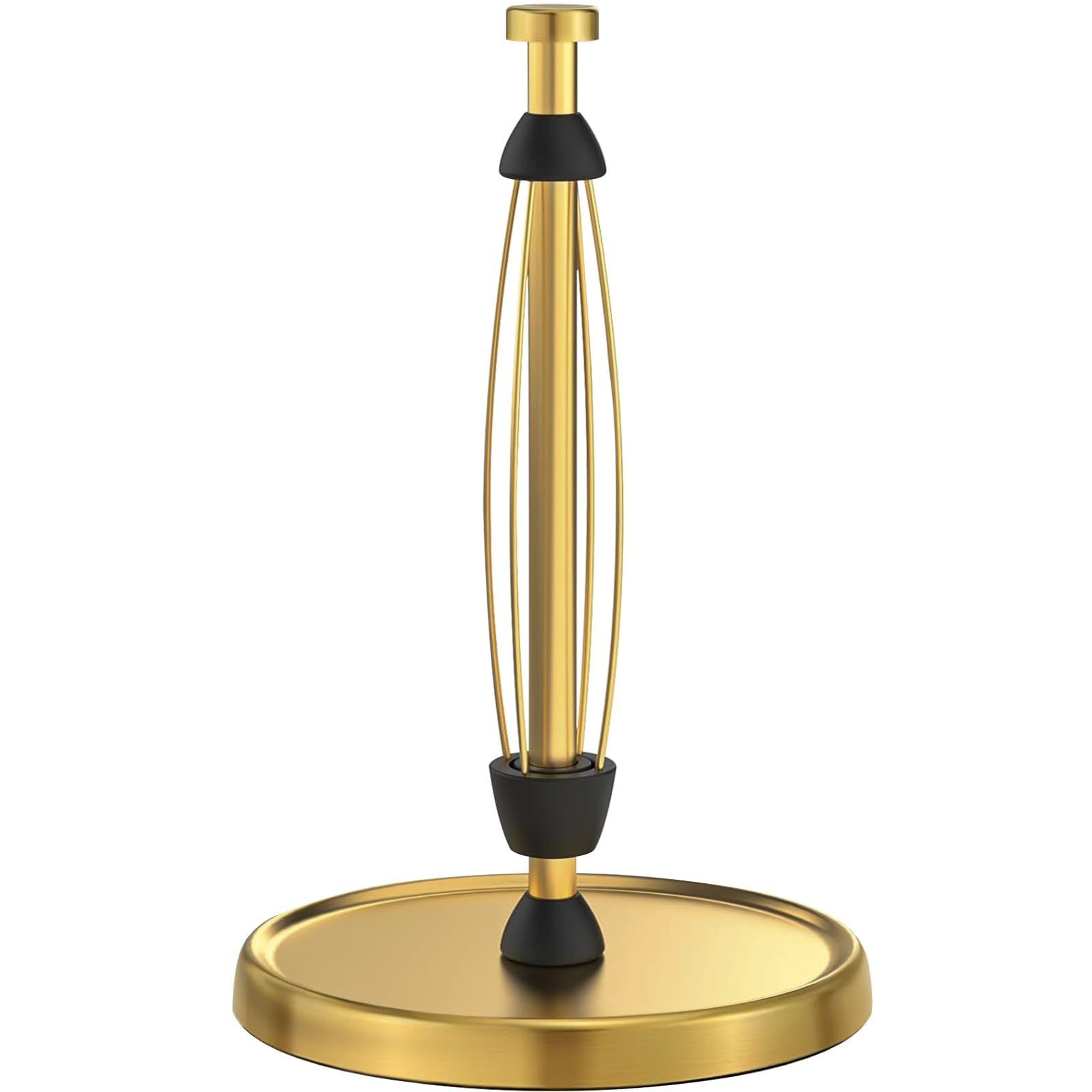 Paper Towel Holder Countertop, One-Handed Tear, Stainless Steel, Weighted Base, Porte Essuie Tout with Ratchet Mechanism for Kitchen Bathroom Decor Accessories, Gold