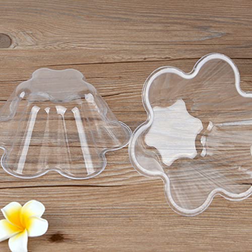 SOUJOY 100 Pack Clear Dessert Cups, 8 oz Disposable Ice Cream Bowls, Flower Shape Serving Bowl for Party, Sundae, Chocolate, Appetizers, Snack