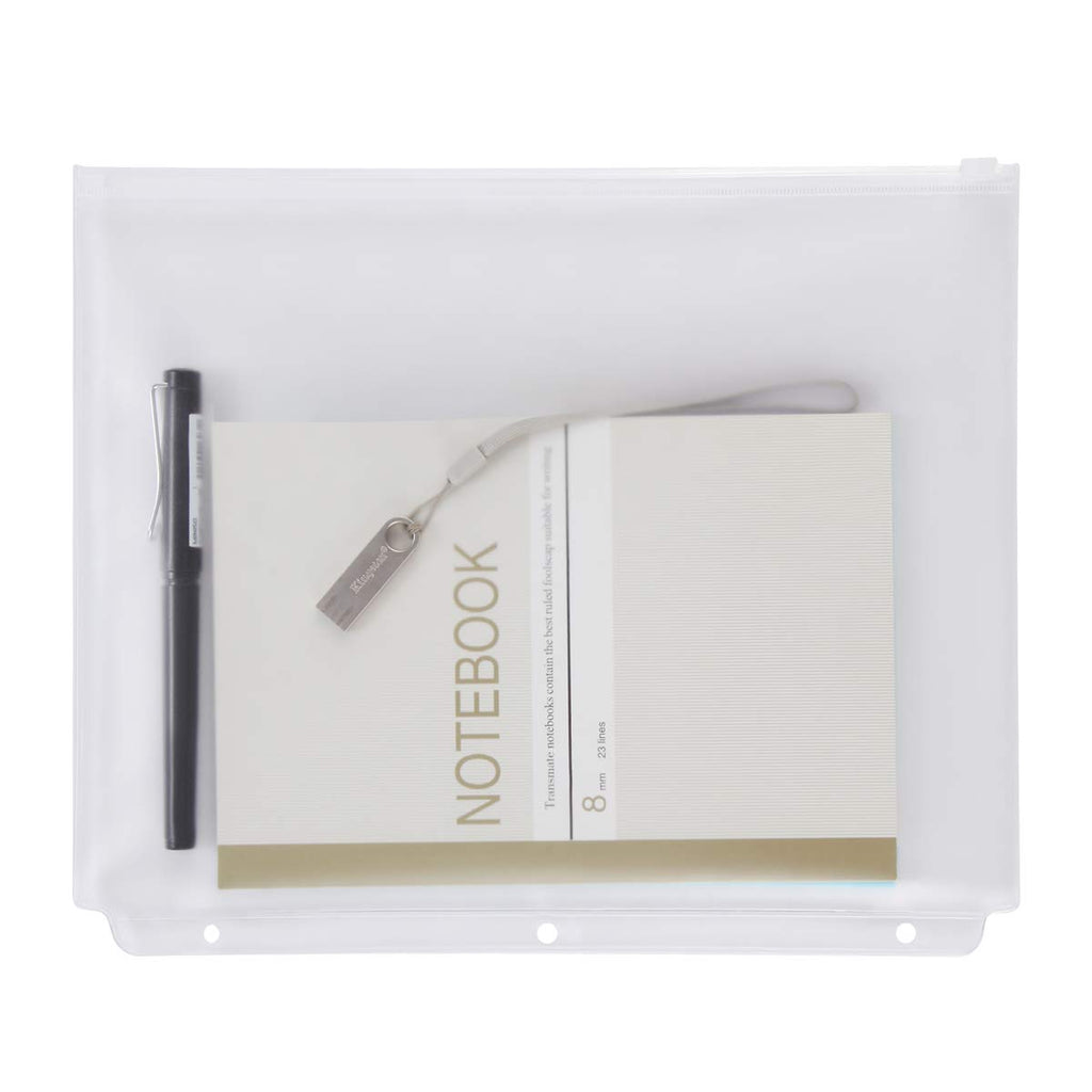 YoeeJob 30 Packs Binder Pockets for 3 Ring, 3 Hole Plastic Clear Zipper Binder Inserts Bulk for Office, School to Organize Files(Letter Size)