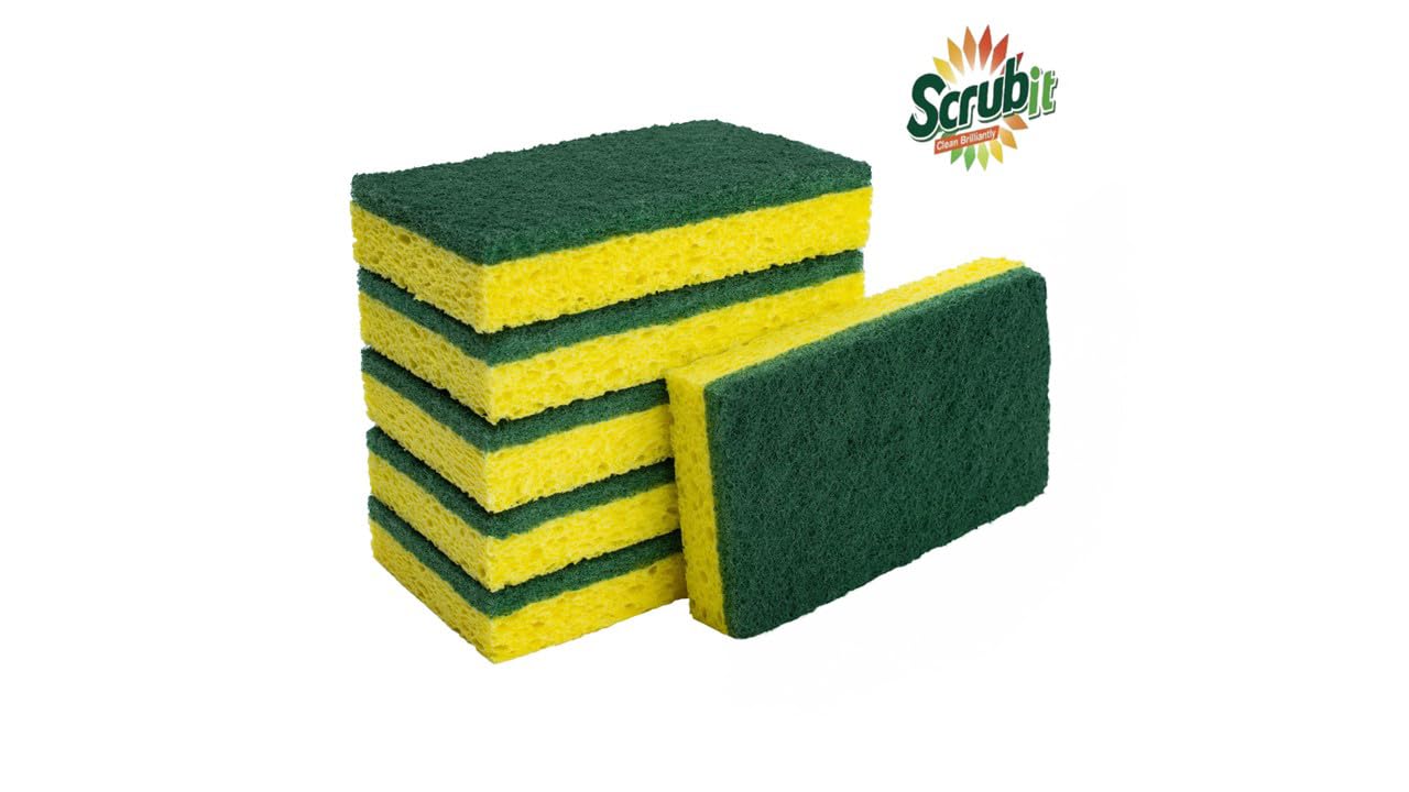 Cleaning Heavy Duty Scrub sponge by Scrub-it - Non-Scratch - Scrubbing Sponges Use for Kitchen, Bathroom & More - Yellow -24 Pack-