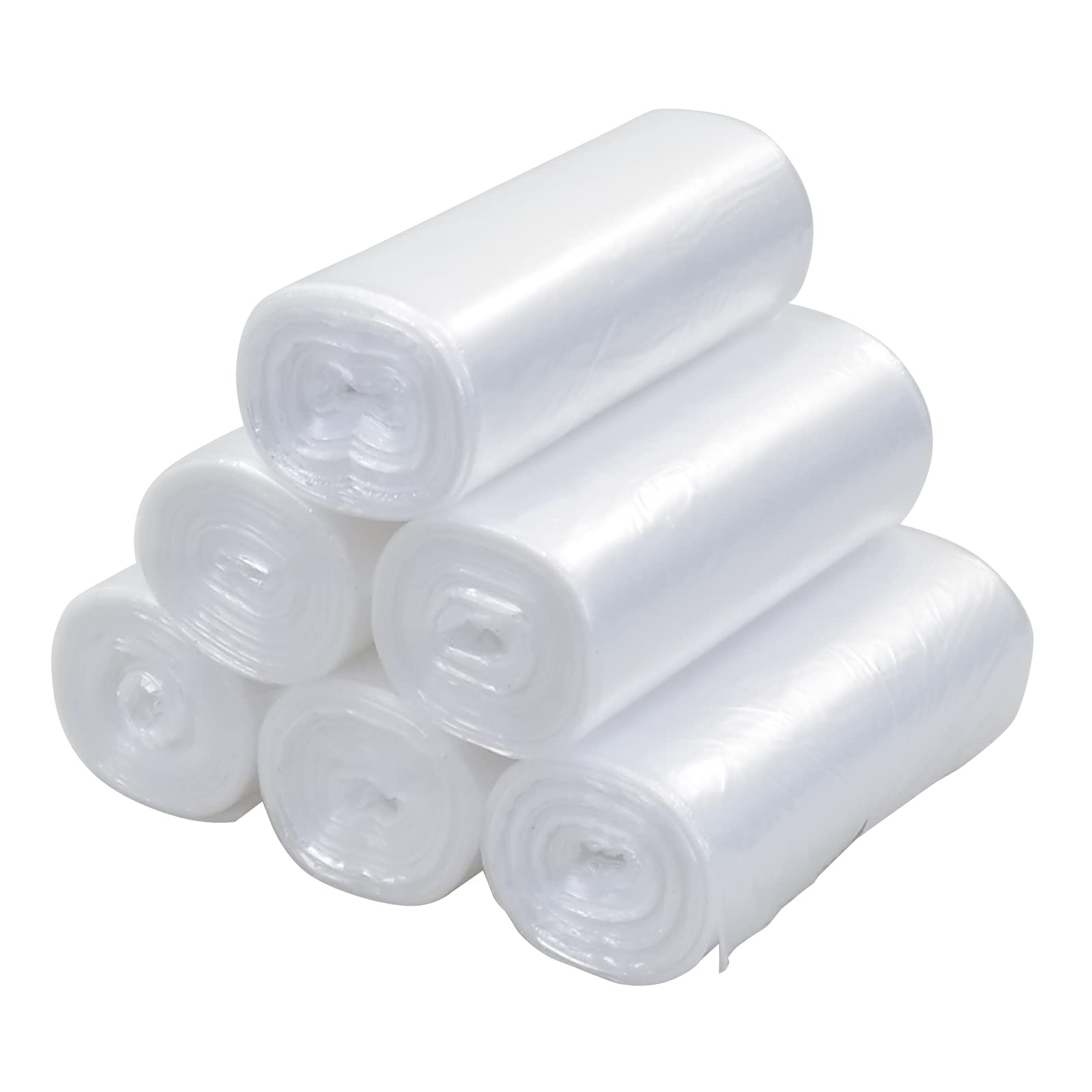 Ponpong 5 Gallon Clear Trash Bags, 20 L Garbage Bags for Bathroom Kitchen, 150 Counts/6 Rolls