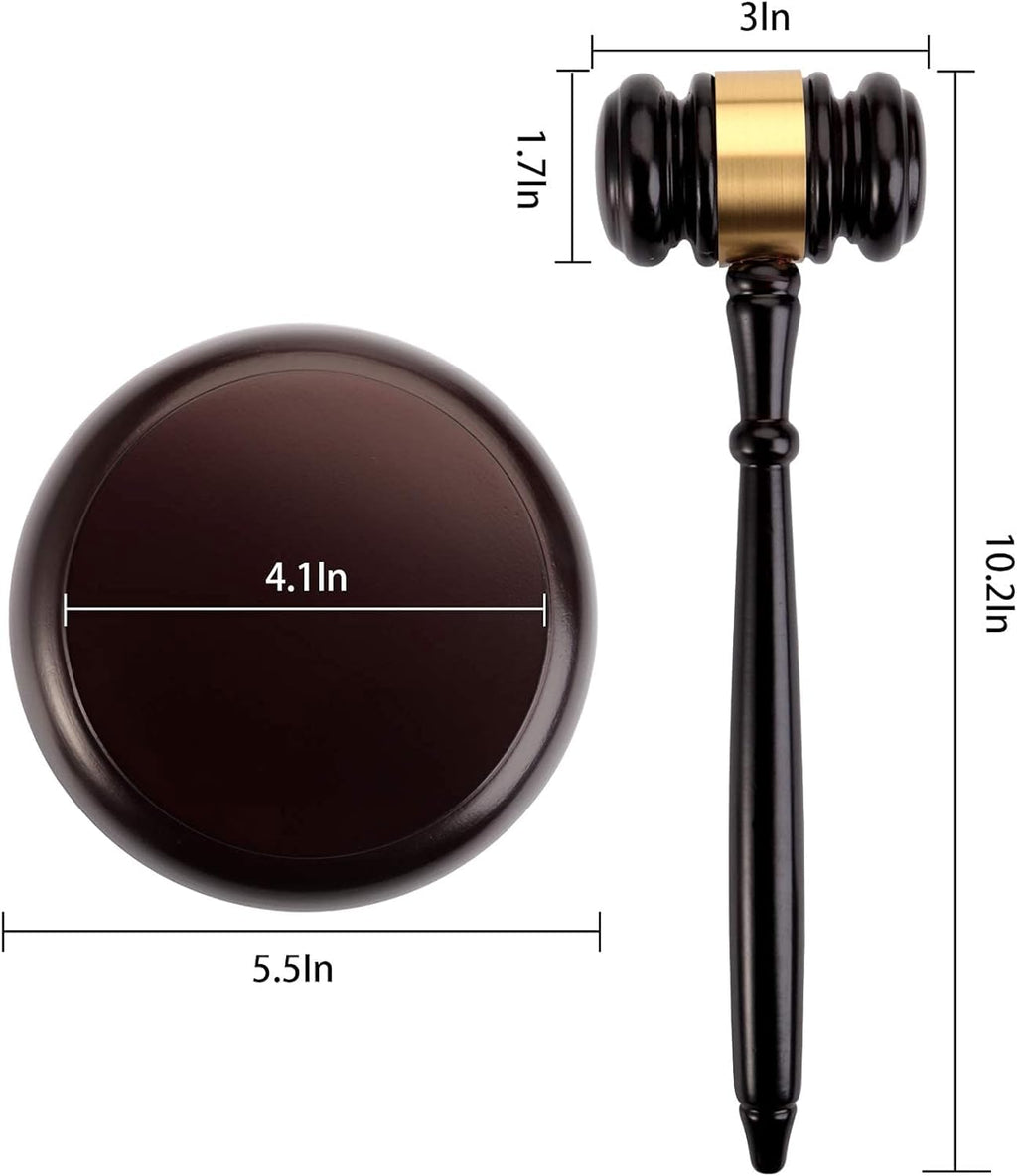 WUWEOT Gavel and Block Set, Handcrafted Vintage Old View Finish Wood Gavel and Round Hammer Sound Block Perfect for Judge, Lawyer, Meeting, Auction Sale, and Gifts
