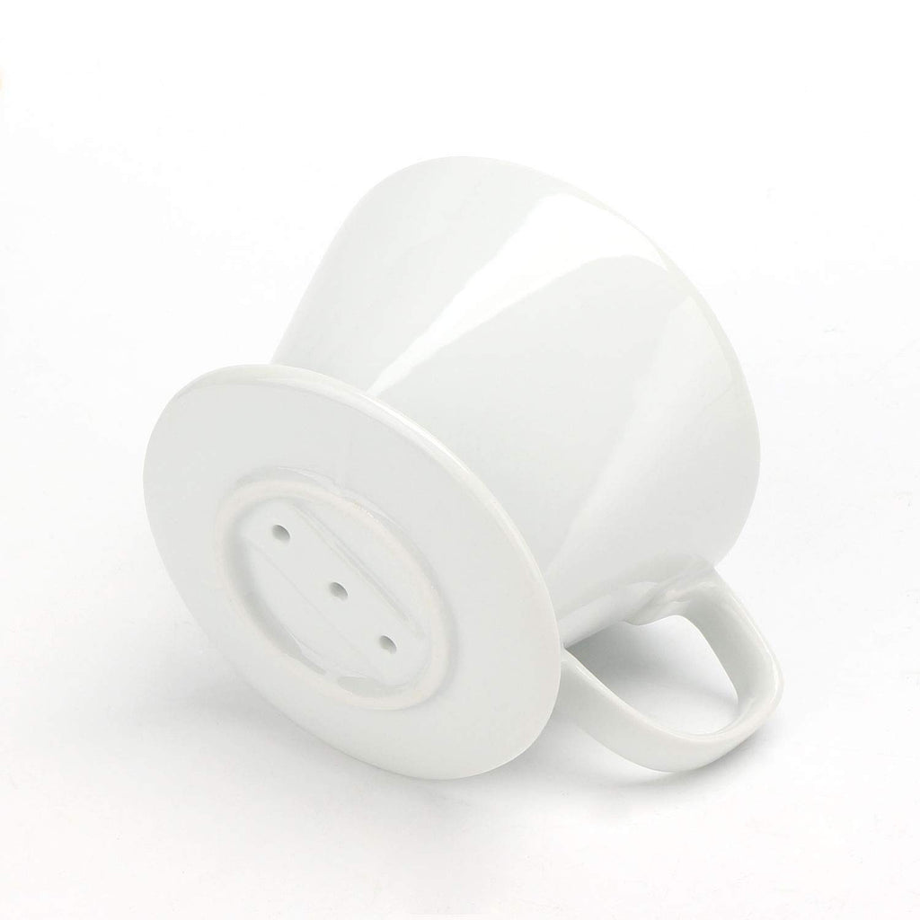 Segarty Pour Over Coffee Maker, White Ceramic Coffee Dripper Single Cup, Drip Coffee Maker Slow Brewer with 3 Holes Flat Bottom for Home, Office, Travel, Camping，Gift for Coffee Enthusiast