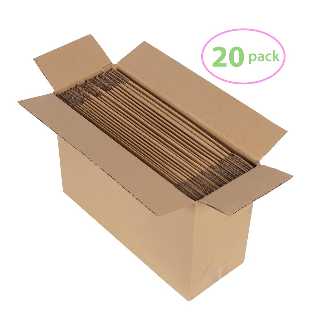 Pemtow 11x8x2 Shipping Boxes Set of 20, Brown Corrugated Cardboard Literature Mailer Box for Packaging, Mailing, Business