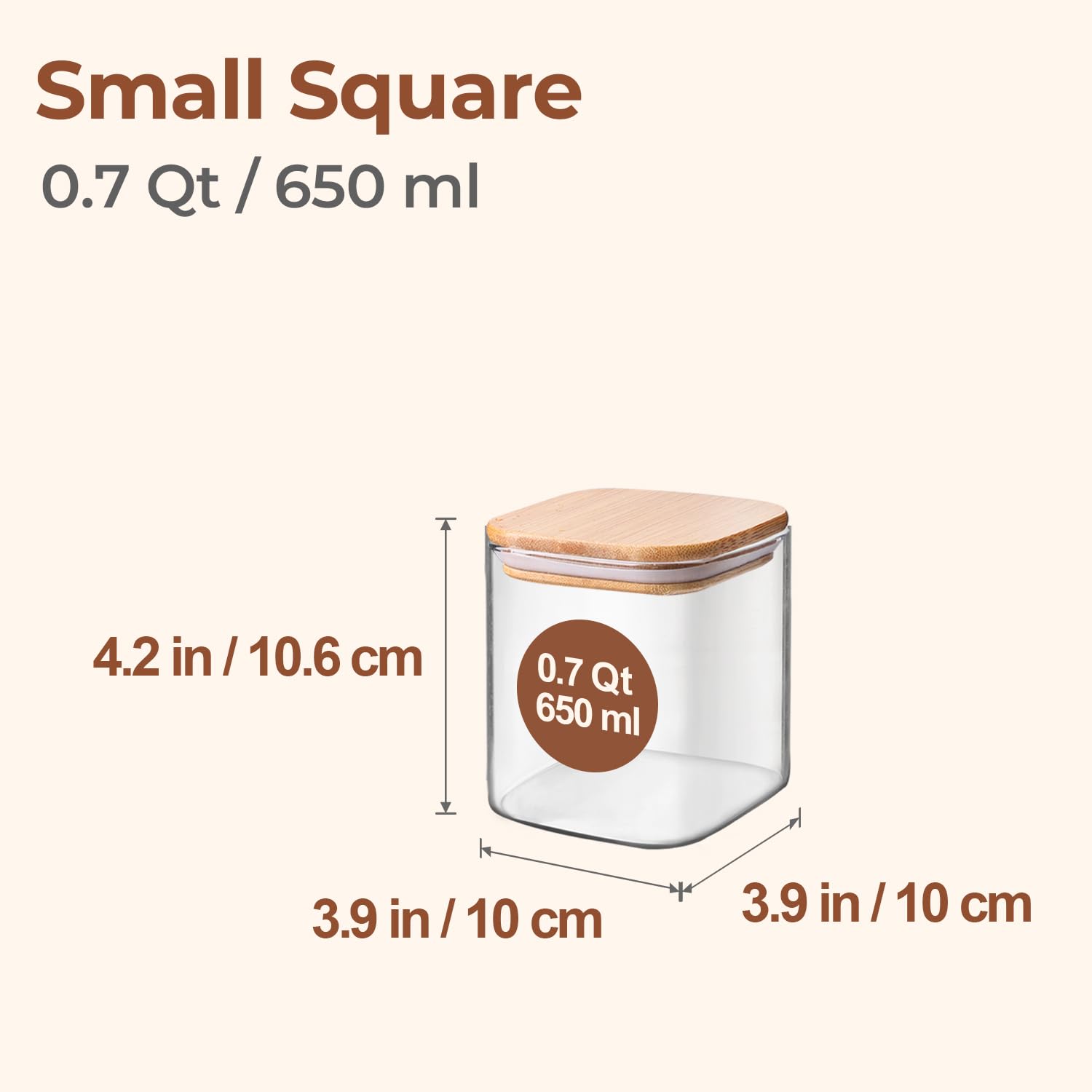 ComSaf 650ML Glass Food Storage Jars Set of 4, Small Glass Storage Containers with Lids, Pantry Organization Jar, Spice Jar, Blooming Tea, Candy and Cookie Container, Clear Canister Set for Kitchen