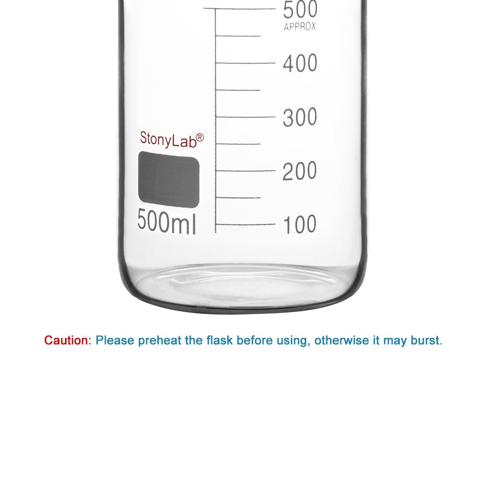 stonylab Glass Beaker, 1 Pack Borosilicate Glass Graduated Low Form Griffin Beaker with Pouring Spout Lab Beaker, 500 ml