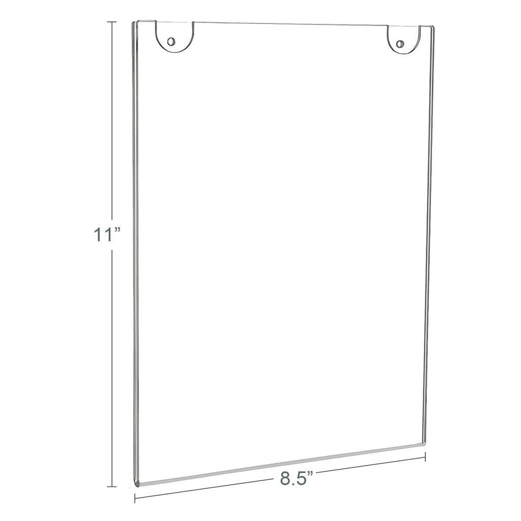 BlueValley Clear Acrylic Sign Holder 8.5x11 - Wall Mount Plexiglass Ad Poster Picture Frame with Sticker & Screw, Vertical Plastic Menu Sign Holders for Window Wall Display Brochure Flyer Document Certificate - 3 Pack
