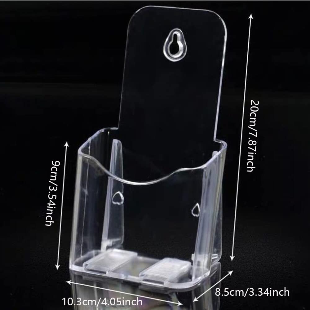 6 pack Acrylic Brochure Holder Plastic Clear Literature Holder Countertop Organizer Flyer Card Magazine Pamphlet Business Display Portable Wall Mount for Storing Letters Folders Document Cards