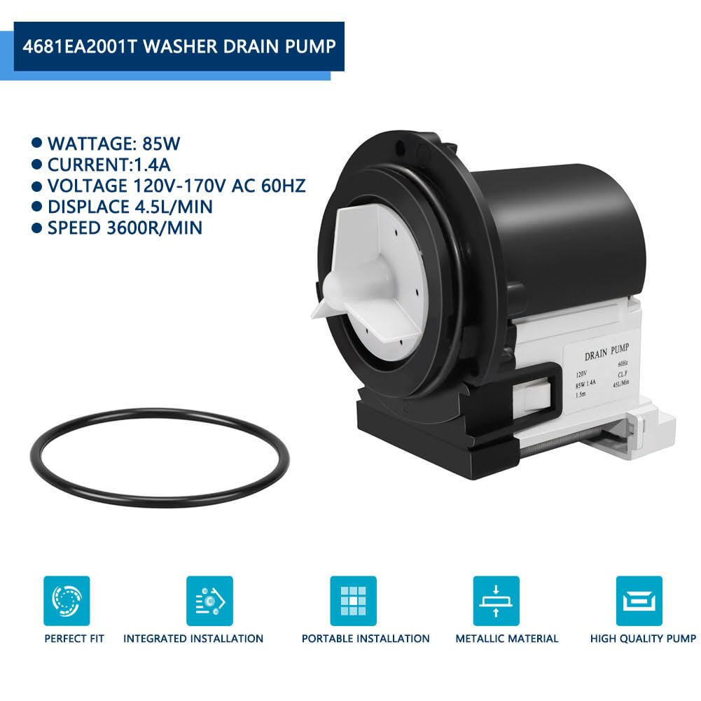 4681EA2001T Washer Machine Drain Pump for LG Drain Pump, for LG Washer Parts - Replaces AP5328388 2003273 4681EA2001D 4681EA1007D 4681EA2001N 4681EA1007G LP2001T Washer Pump