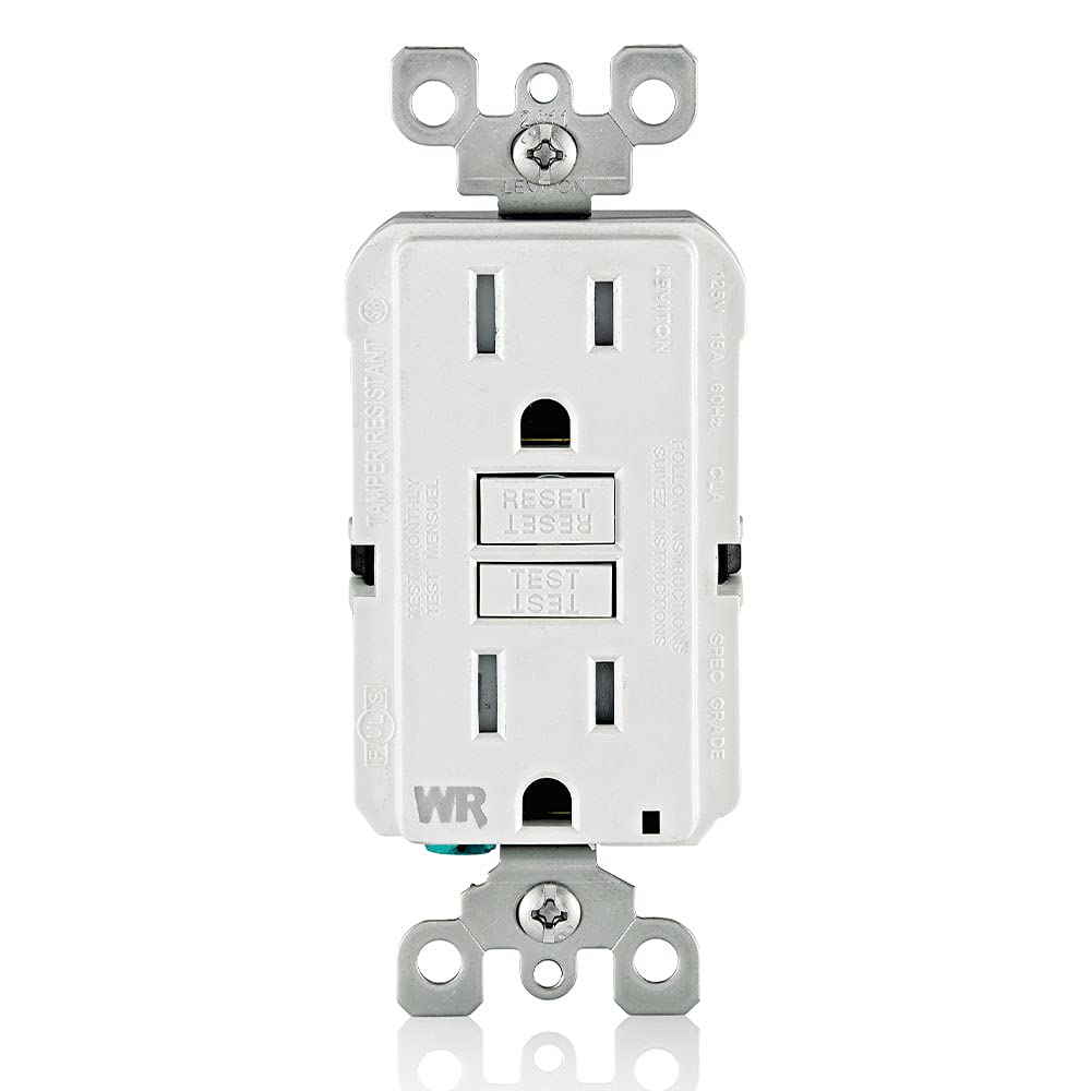 Leviton GFCI Weather-Resistant Receptacle, 15 Amp Tamper-Resistant, GFWT1-W, White