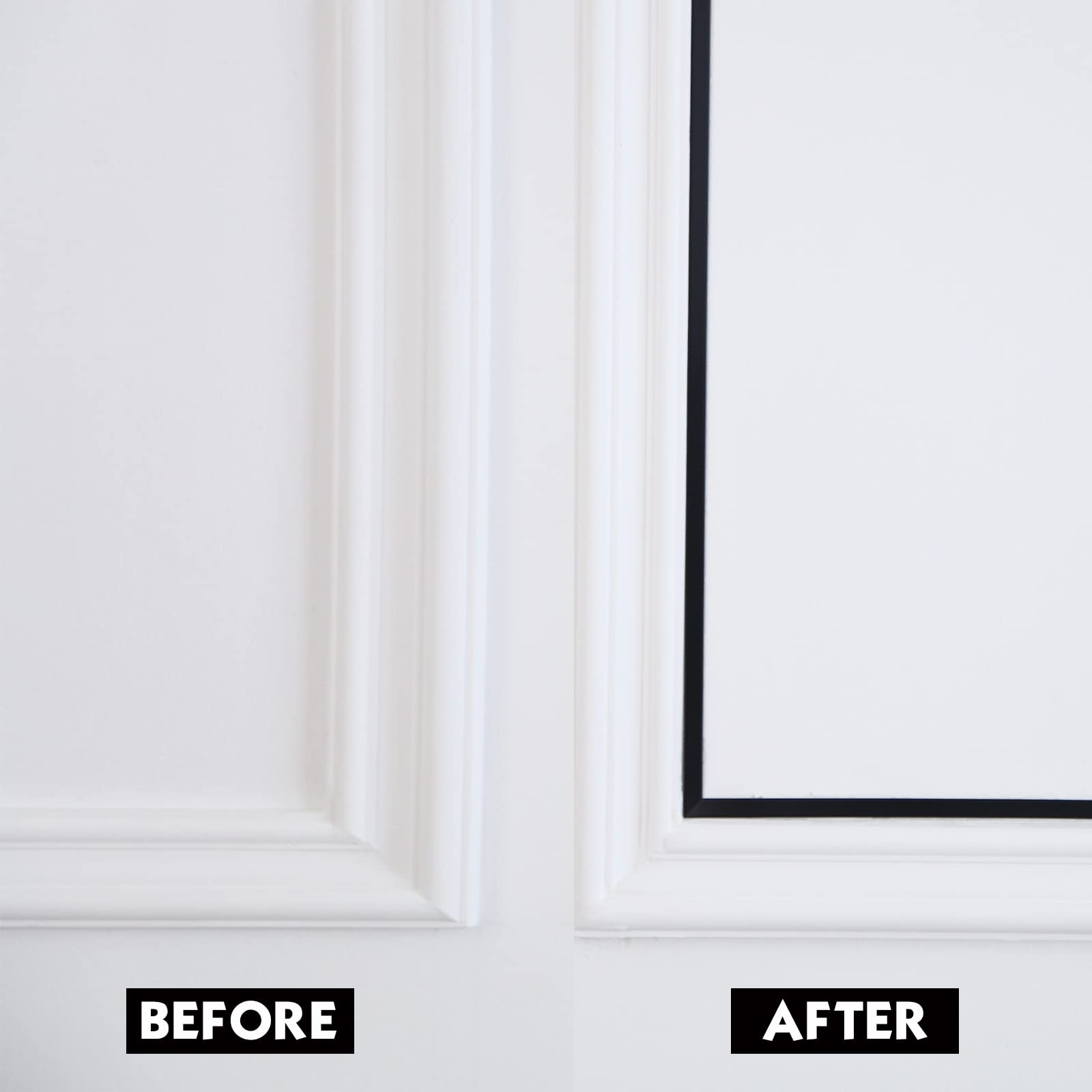 Trimold Matte Black Molding Trim, Peel and Stick Mirror Border Design, Flexible Wall Ceiling Floor Cabinet Tile Edge Moulding, 5m x 1cm