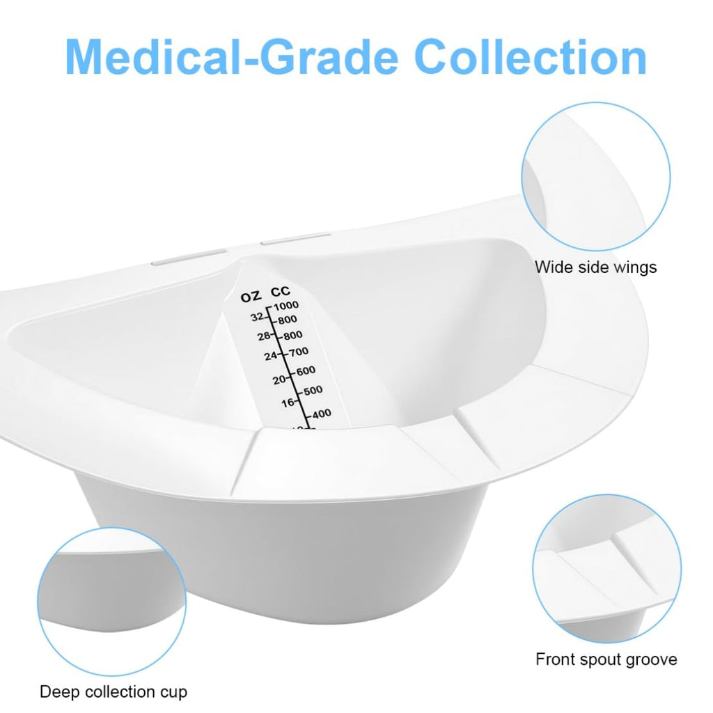 6 PCS Specimen Collector Pan Graduated Urine Hats for Toilets Fits Over Toilets and Commodes 32oz/1000cc Vomit Stool Sample Collection Kit Reusable