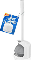 Toilet Plunger with Holder, Plunger with Holder for Toilet, Plungers for Bathroom with Holder, Toilet Plunger Heavy Duty (1, White)