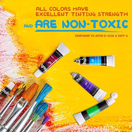 Oil Paint Set, Ohuhu 24 Color Oil-Based Artists Paints Tubes Oil Painting Set, 12ml x 24 Tubes, For School Class, Beginner, Students, Art Gift Choice for DIY Art Gift