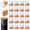 Chair Leg Floor Protectors Square for Hardwood Floors Silicone Covers to Protect Wood Tile Floors Scratches Felt Pads Furniture Leg Caps Reduce Noise Clear - 32 Pcs (Fit:1-1/16" to 1-1/2")
