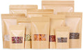 SONYANG 100 Pcs Kraft Paper Bags with Window Stand Up Pouches Bags, Zip Lock Food Storage Bags for Packaging Products, Reusable, Sealable (Brown, 5.5x7.9 inch)