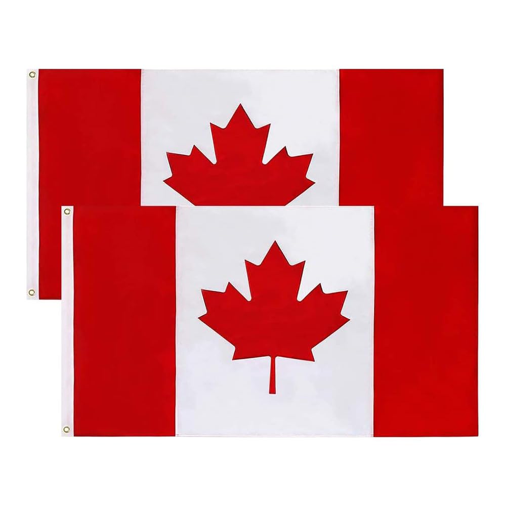 OYYQ 5FT Flag Pole Kit with 2 Pack 3x5FT Canada Flag, Professional Stainless Steel Flag Pole for House Garden, Residential or Commercial Flag Pole with Two-Position Bracket (Black)