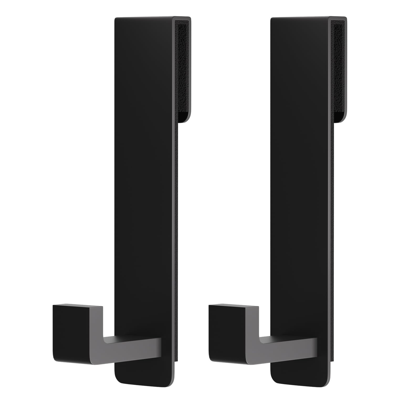 PMMASTO Shower Door Hooks, (7.5 Inch) Extended Over Door Hooks for Bathroom Frameless Glass, Stainless Steel Bath Towel Hooks, Heavy Duty Towel Hanger Rack (Black 2 Pack-L Shape)