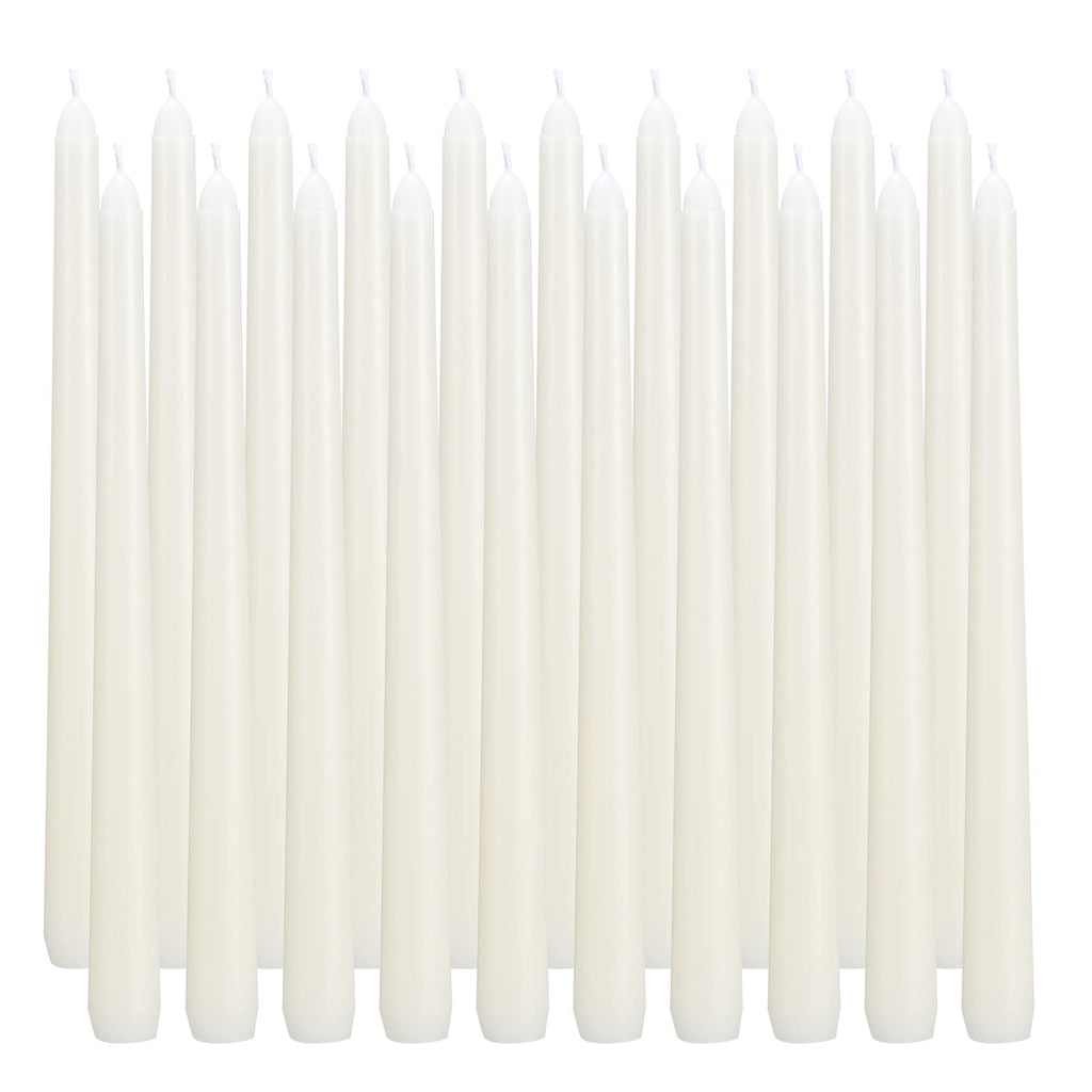 flamecan Ivory Taper Candles, Set of 20 Unscented and Smokeless 10 Inch Candles Long Burning, Paraffin Wax with Cotton Wicks for Burning Approxinately 7-8 Hours Time (F2023008)