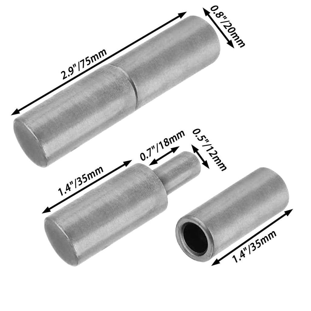 YSKmanhuo 4 PCS Weldable Barrel Hinges, 3" x 3/4", Heavy Duty Steel, Unfinished, Industrial, Carbon Steel Q235B, 700 Lbs Capacity