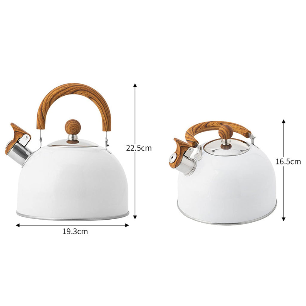 STARNOONTEK Tea Kettle, 88 Ounce 2.5L Stainless Steel Stove Top Whistling Tea Kettle Stainless Steel with Handle for Electric Stove Gas Stove(White)