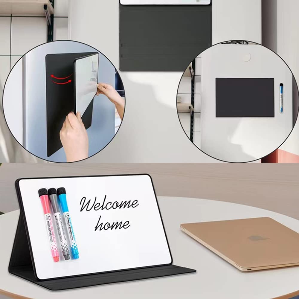 Small Dry Erase WhiteBoard Portable A4 Magnetic White Board Desktop Mini Drawing Notice Boards for Kid Student Writing & Drawing, School, Classroom, Home Use