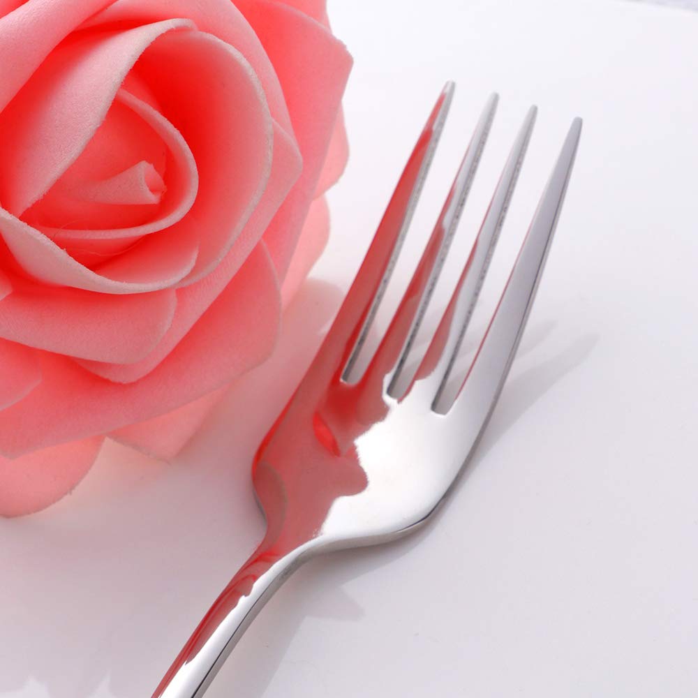 10Pcs Flatware Sets, Silver Spoons and Forks Set, Stainless Steel Dinner Spoons and Dinner Forks, Services for 5