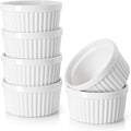 DOWAN 8 oz Ramekins for Creme Brulee Porcelain Oven Safe, Classic Style Souffle Ramekins for Baking, Bowls Set of 6, White