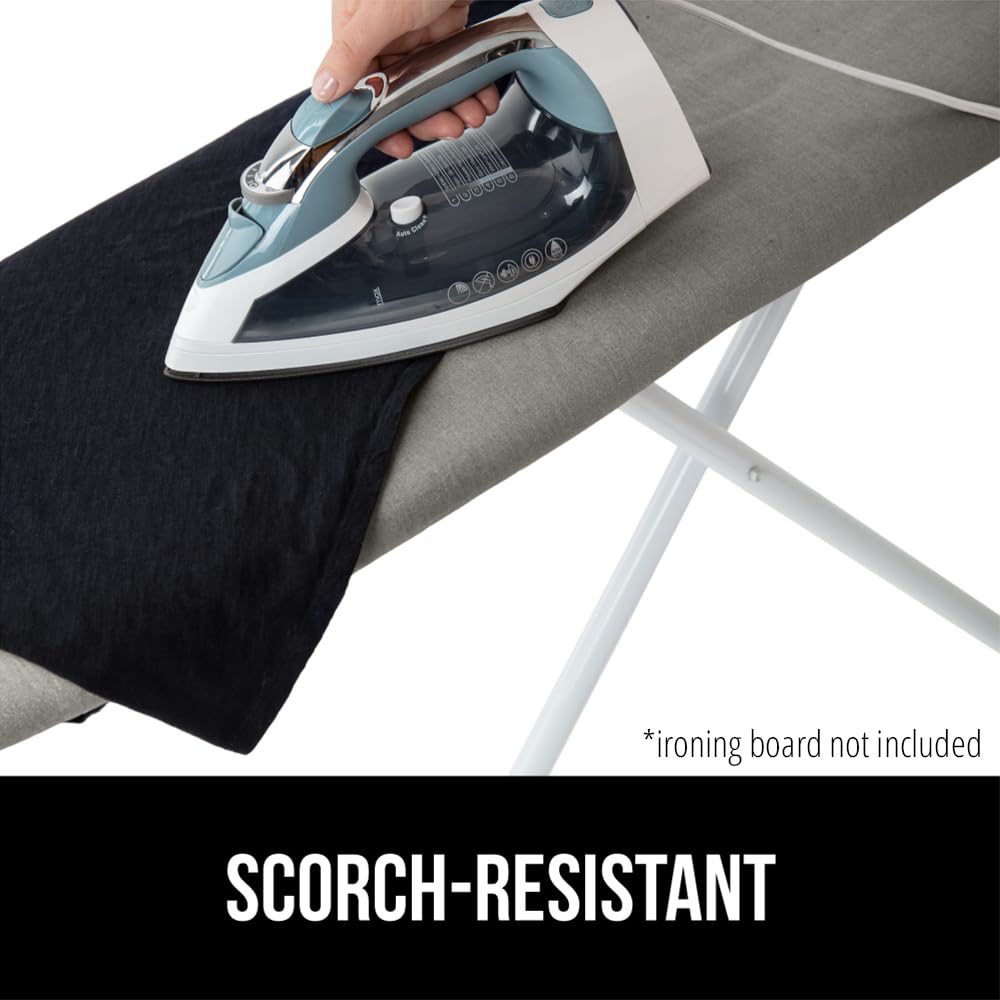 GORILLA GRIP Reflective Silicone Ironing Board Cover, Resist Scorching and Staining, 15x54 Inch, Hook and Loop Fastener Straps, Pads Fit Large and Standard Boards, Elastic Edge, Thick Padding, Silver