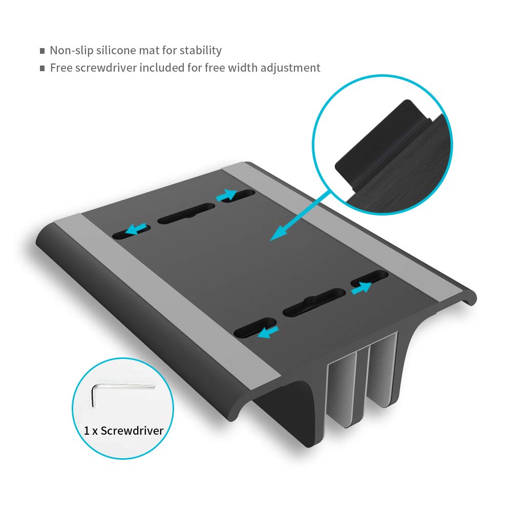 VAYDEER Vertical Laptop Stand Holder Adjustable Desktop Notebook Dock Space-Saving Three-in-one for All MacBook Pro Air, Mac,HP, Dell, Microsoft Surface,Lenovo, up to 17.3 inch Black