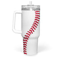 Baseball Tumbler with Handle 40oz, Insulated Stainless Steel Cup with Lid & Straw, Gifts for Men, Boys, Players, Coaches, Sports Lovers, Christmas, Birthday