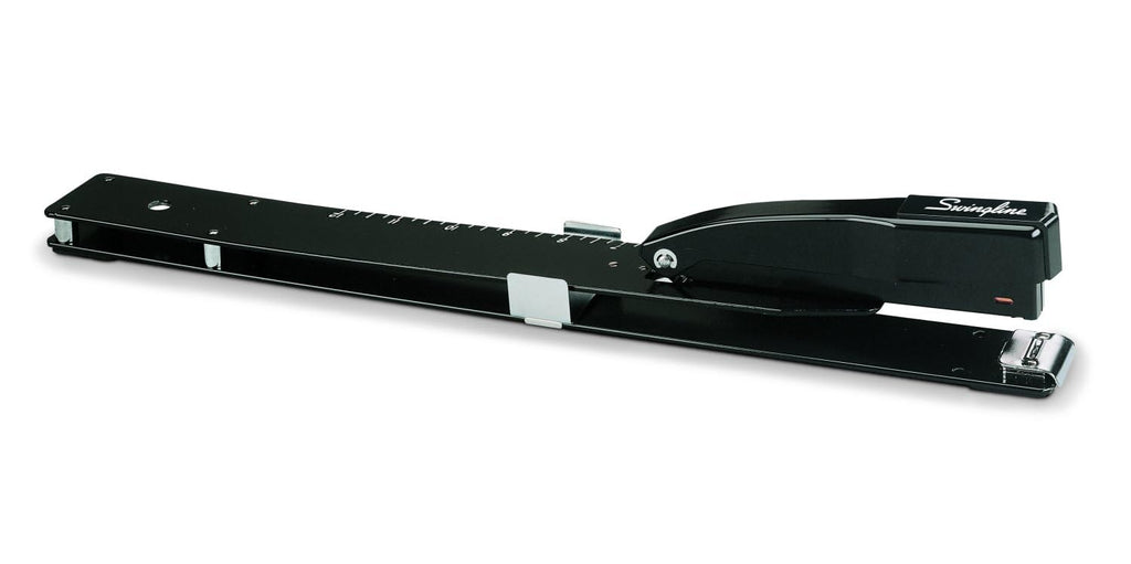 Swingline Long Reach Stapler with Built-in Ruler and Adjustable Locking Paper Guide, Black (7471134121)