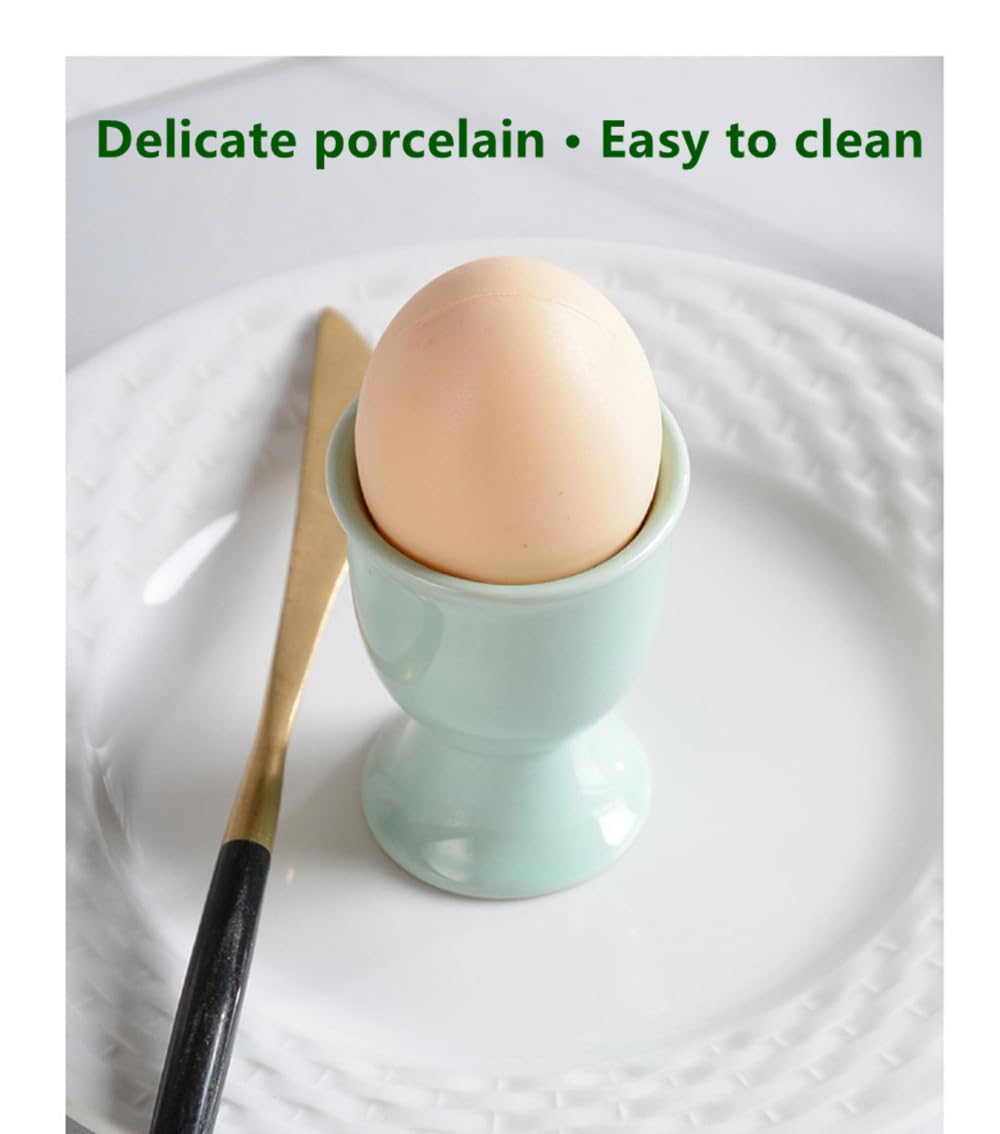 Porcelain Egg Cups Ceramic Egg Stand Holders for Soft Boiled Eggs Set of 6 for, Mix Color, Easter Housewarming Gifts