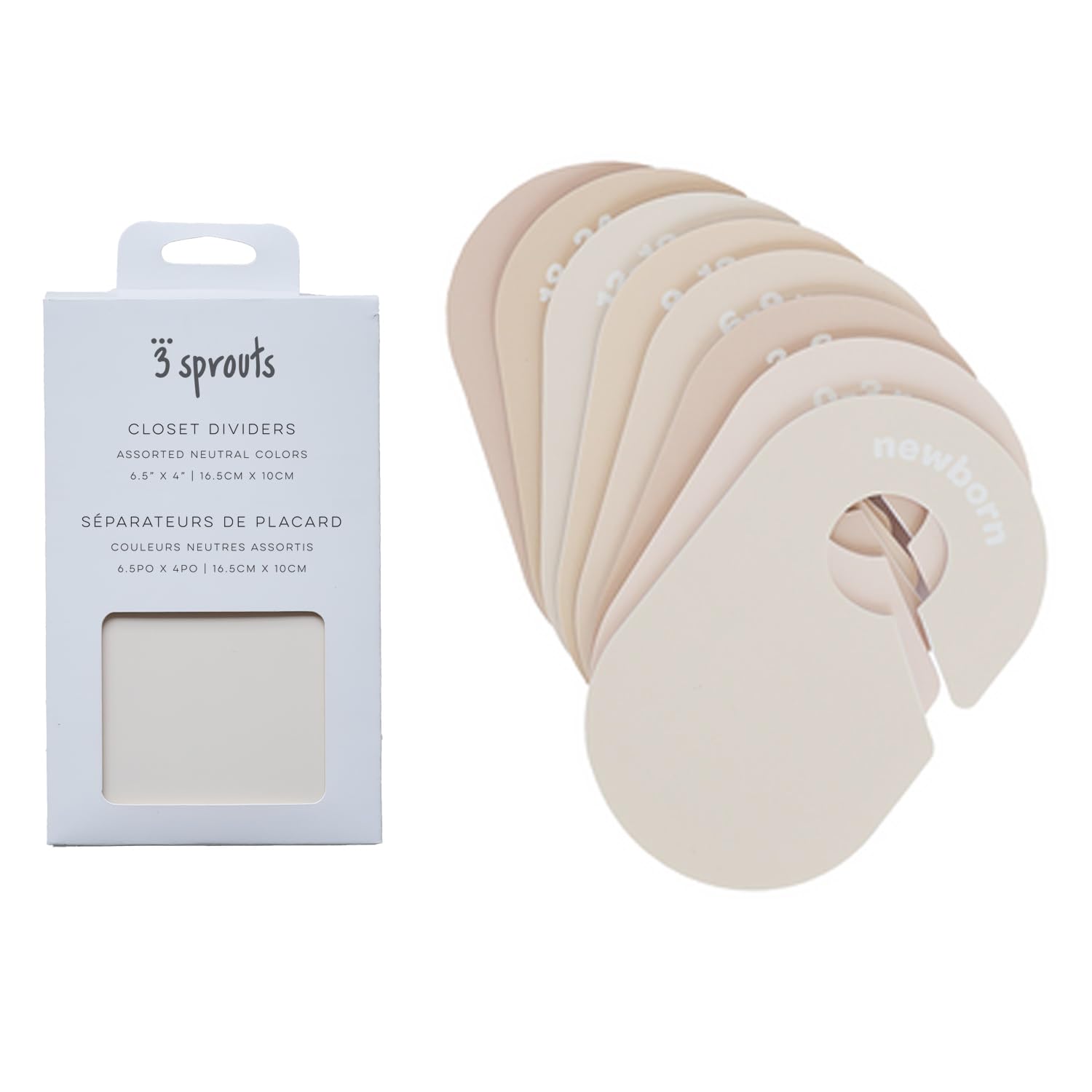 3 Sprouts Baby Closet Dividers Set of 8 - Baby Clothes Organizer & Wardrobe Hanger - Nursery Infant Closet Organizer for Baby Clothing by Size or Age from Newborn to Toddler Boy & Girl - Neutral